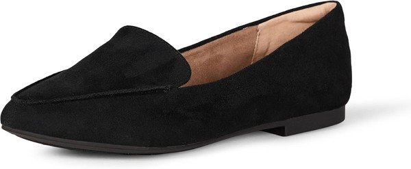 Black suede-look women's loafers