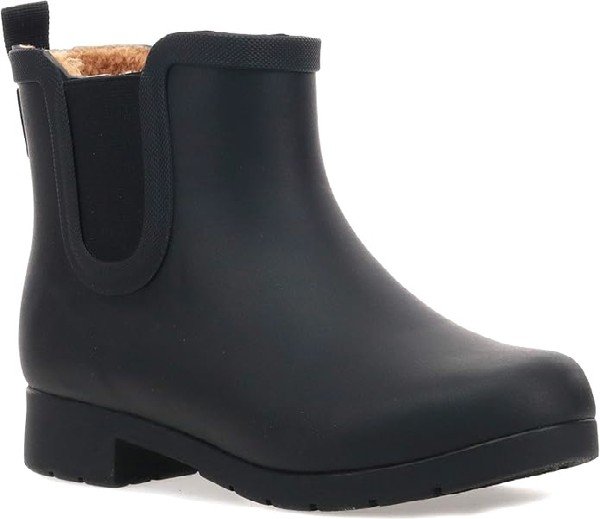 Black weather-ready waterproof ankle boots